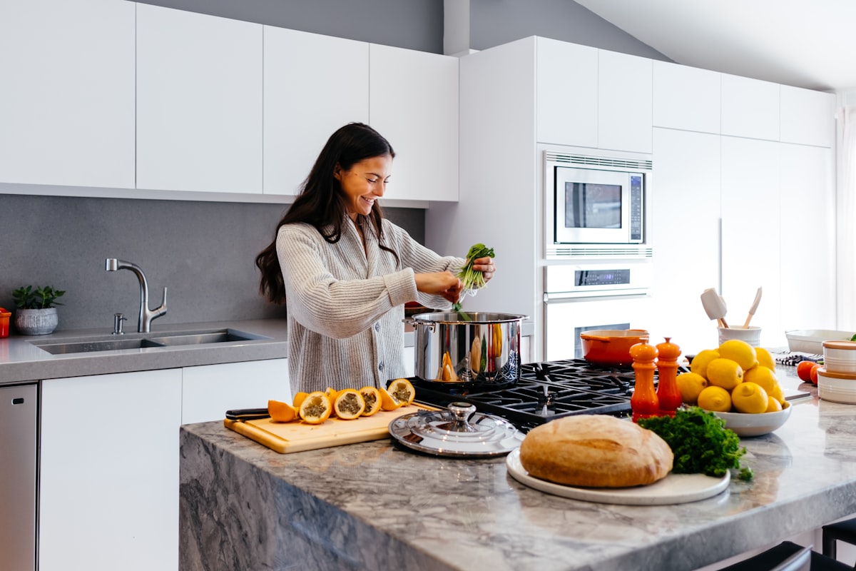 Cooking techniques demonstration with various vegetables and cookware